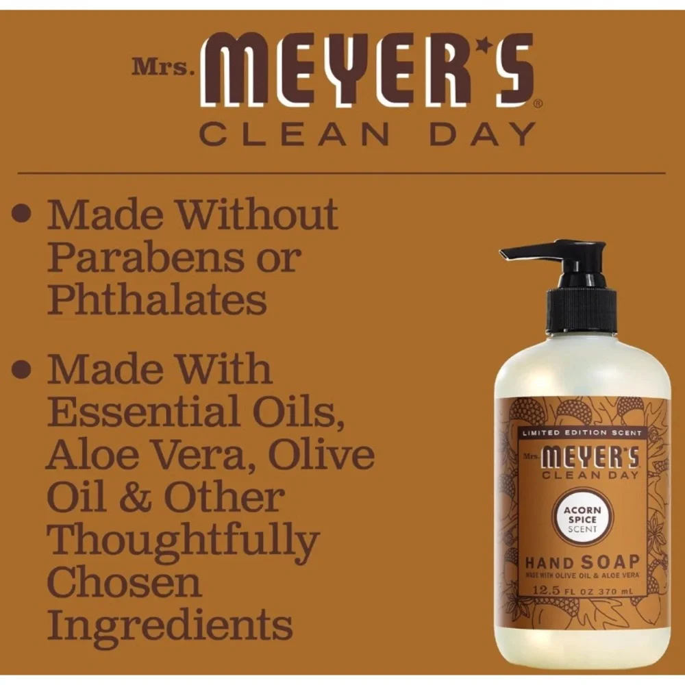 Set‎ of 3 Mrs. Myers Acorn Spice Hand Soap - limited edition- 12.5oz bottles